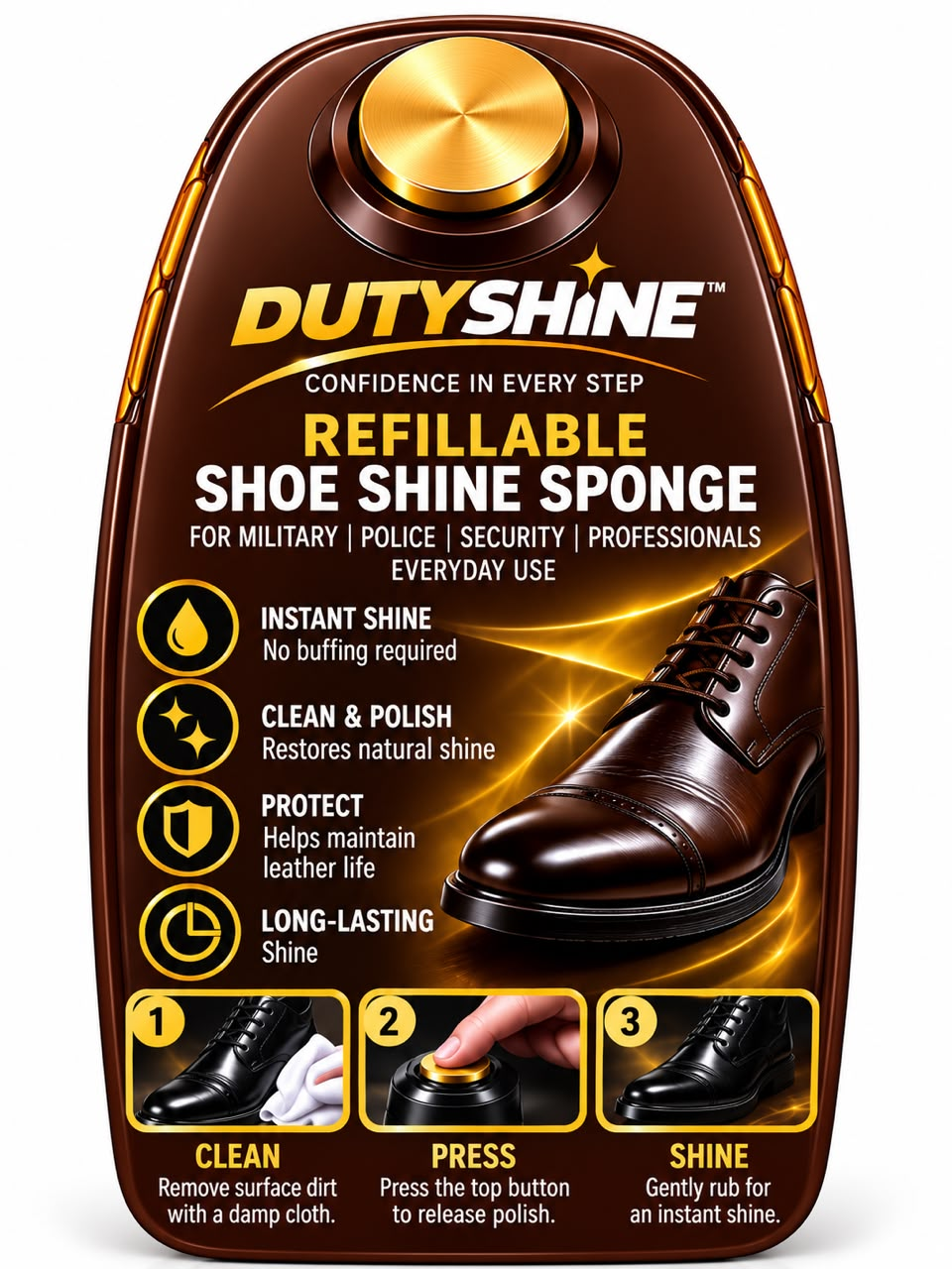 Official DUTYSHINE Brown applicator — front