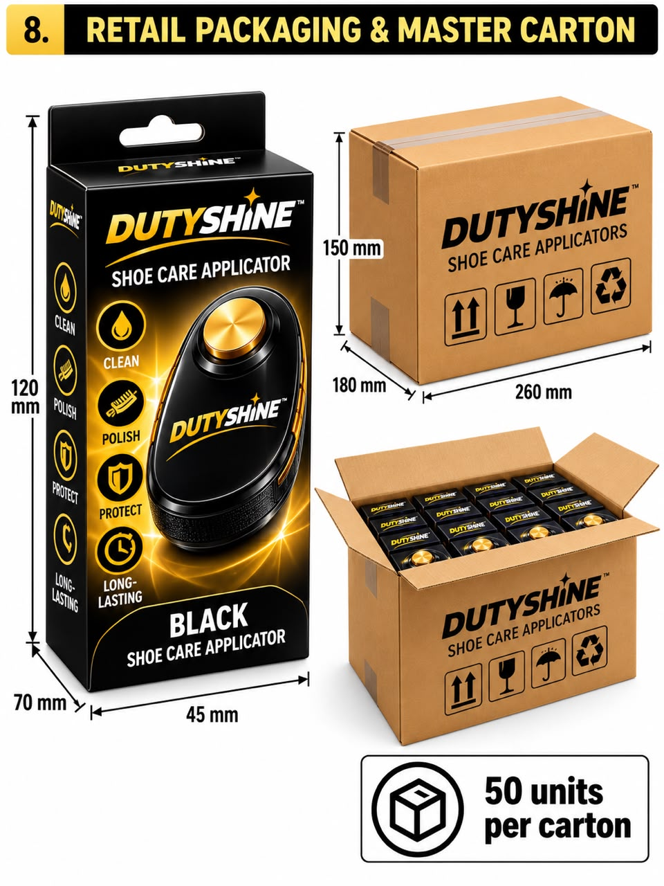 Official DUTYSHINE Retail packaging & master carton