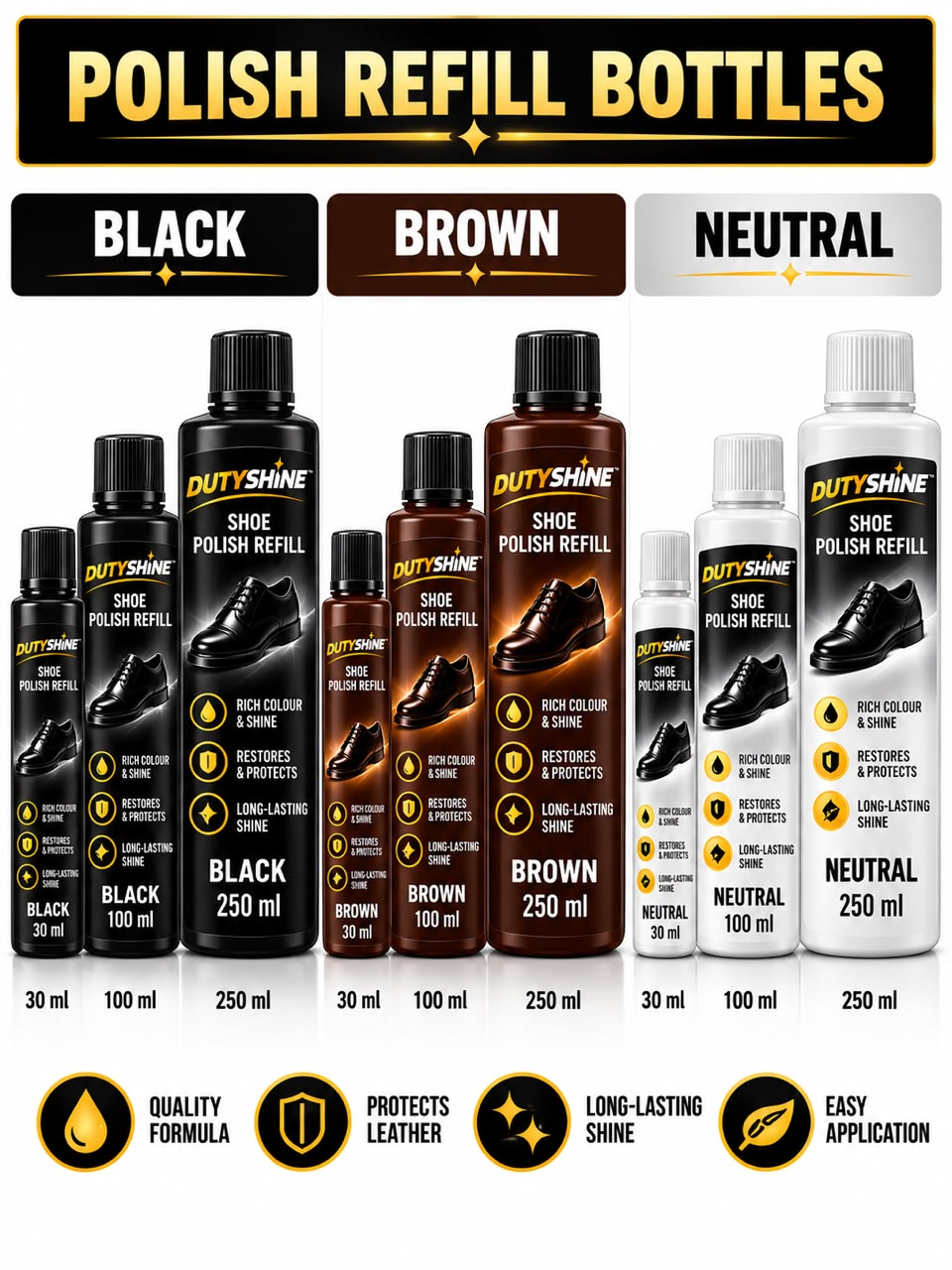 Official DUTYSHINE Black, Brown & Neutral refills